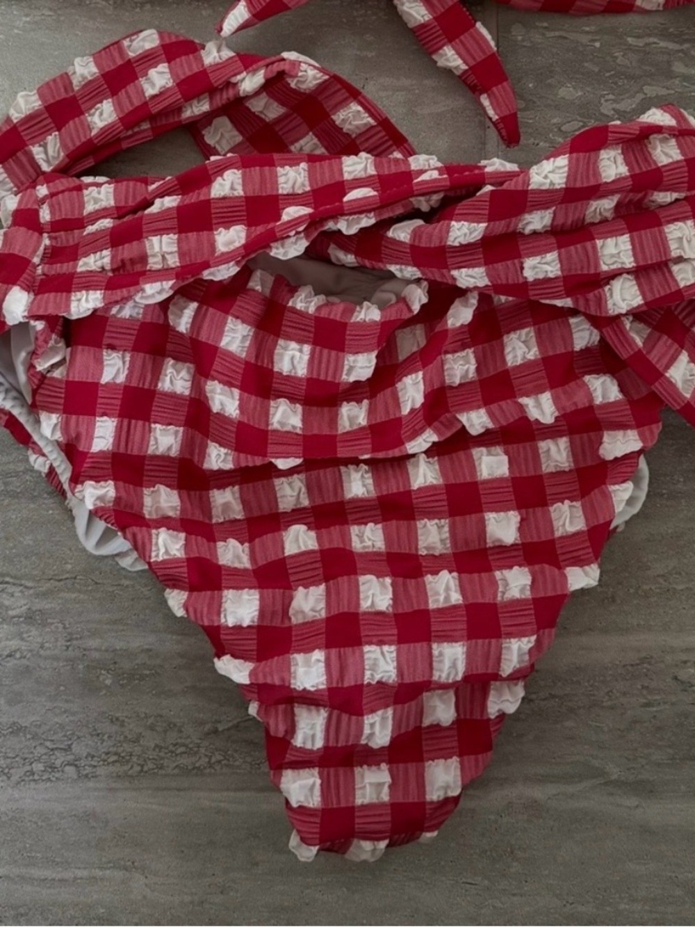 Montce Red and White Gingham Bikini Bottom